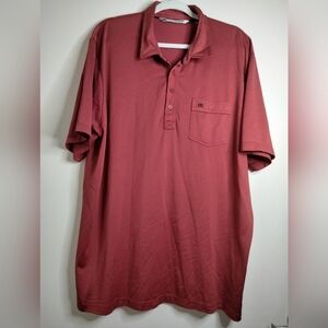 Travis Mathew (Size XXL) Men's Terracotta Rust 3/4 Button Front SS Polo Shirt